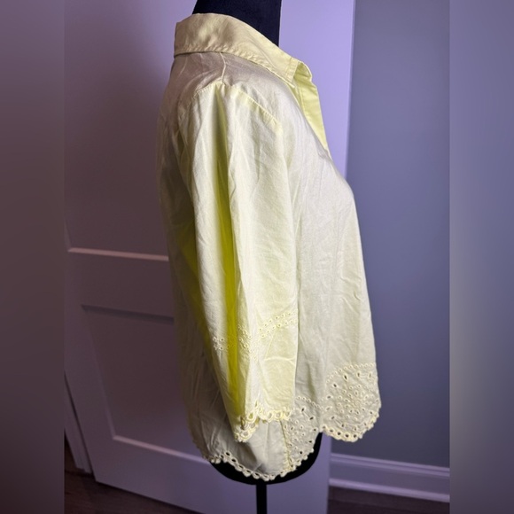 BEACHLUNCHLOUNGE Eyelet Border Button-up Shirt Yellow - Picture 3 of 8